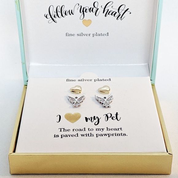 Fine Silver Plated Earrings "I Love My Pet" Angel - Picture 6 of 8